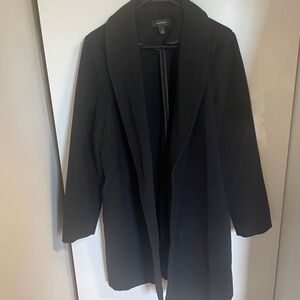 Halogen Black Pea Coat Wool Blend Mid-Length